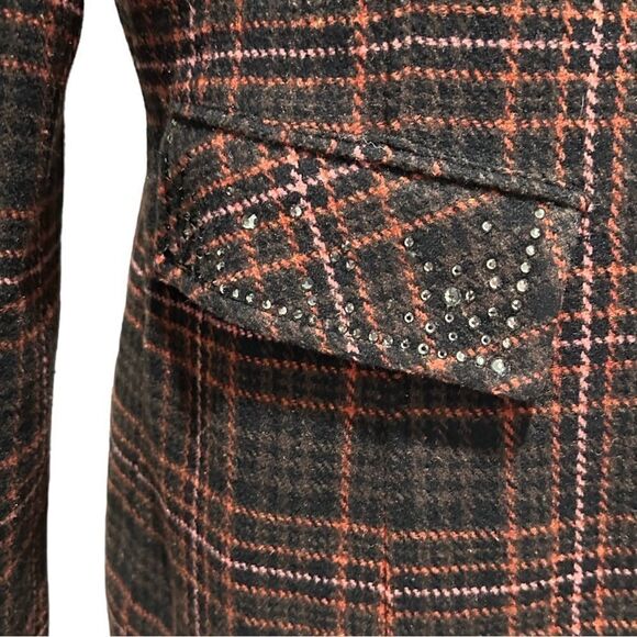 SAM Edelman Margot Mabel Plaid Embellished Blazer Sz L - Picture 7 of 15